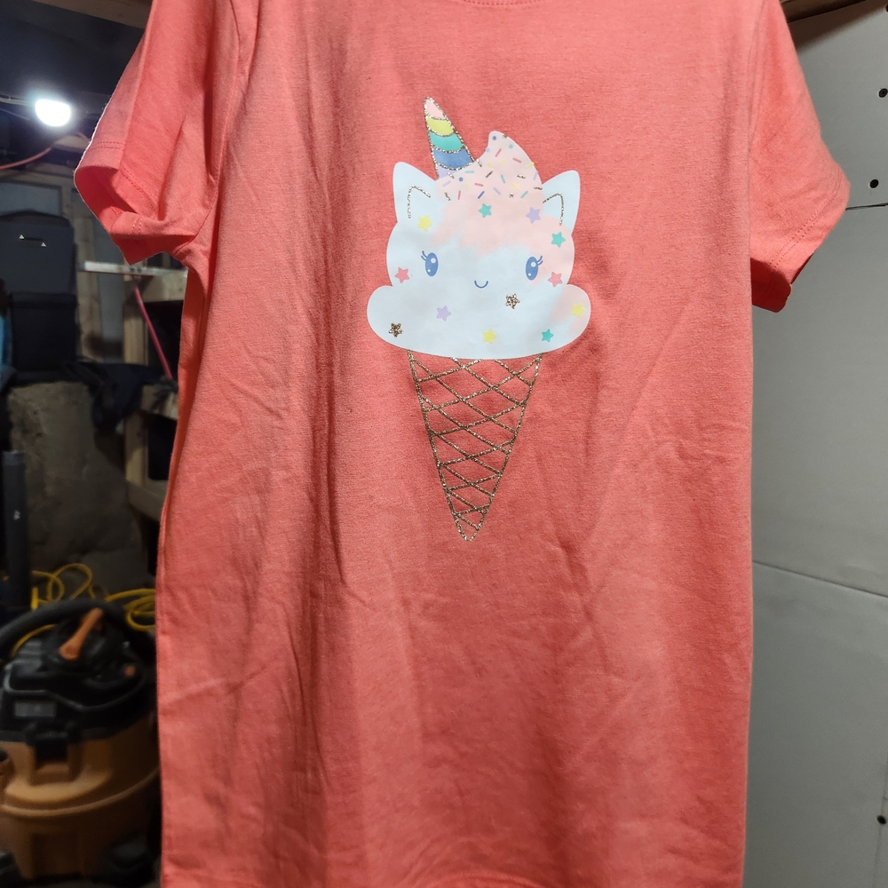 Cat & Jack Coral Graphic Unicorn Ice Cream Tee